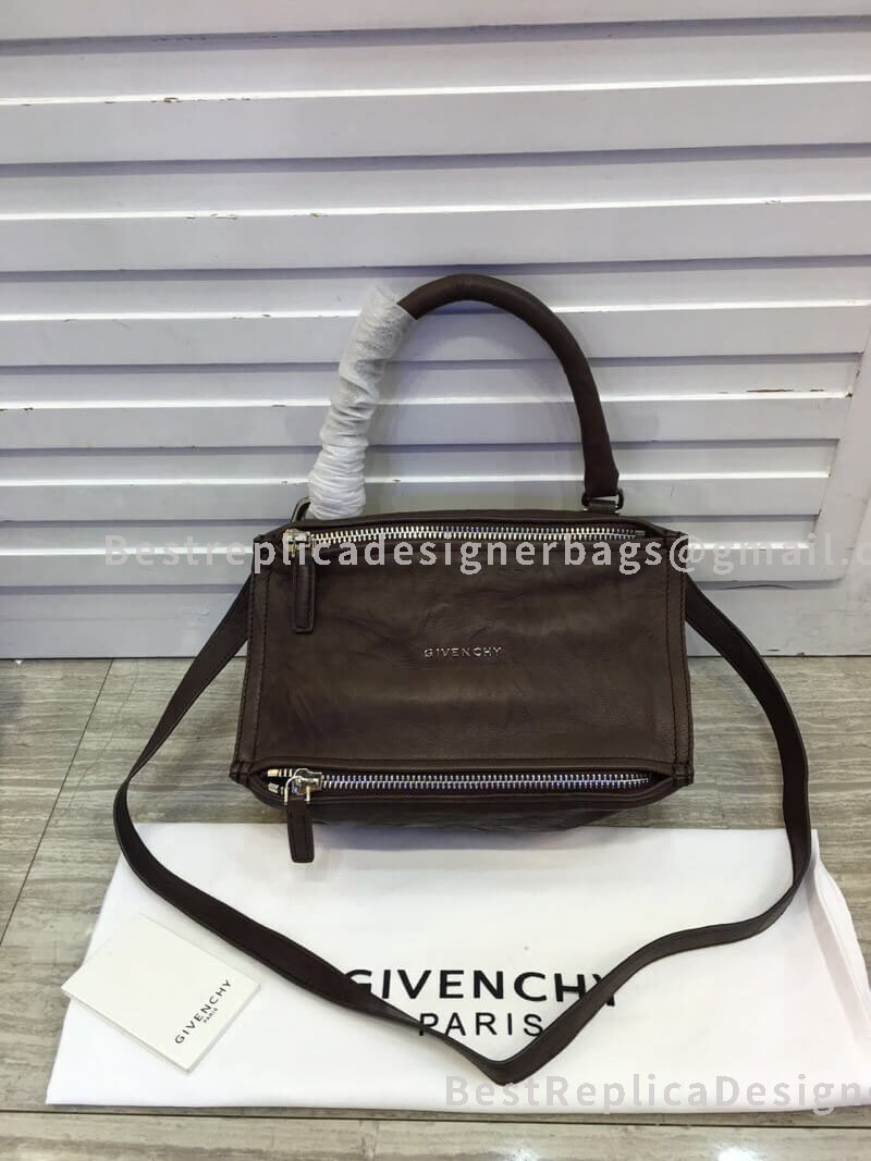 Givenchy Mini Pandora Bag In Aged Leather Brown SHW 1-28588L